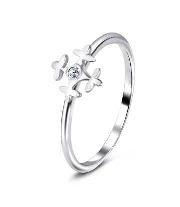 Snowflakes Designed CZ Silver Ring NSR-3240